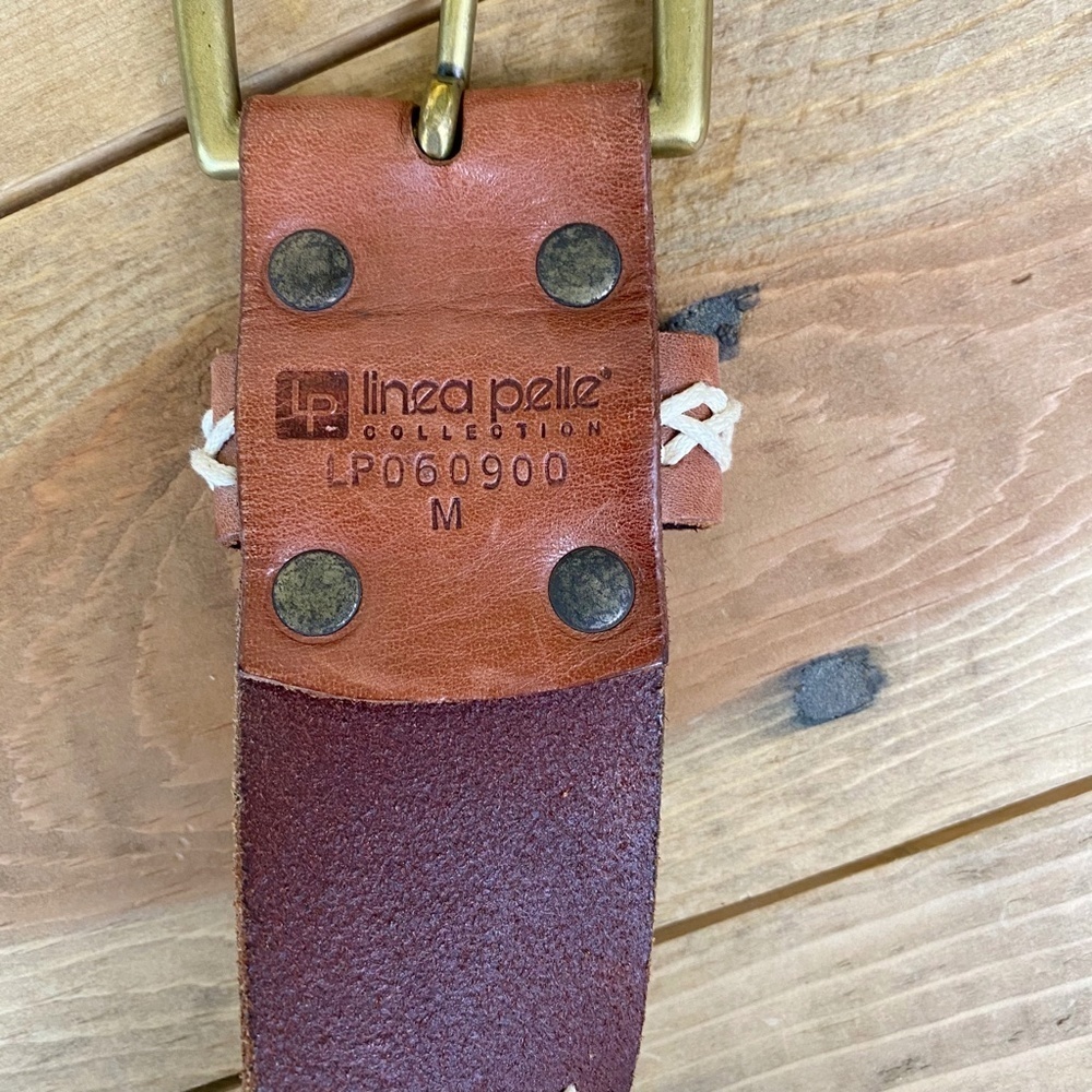 Linea Pelle Vintage Leather Belt Hand Stitched Design Pristine 32 — image 6 of 8